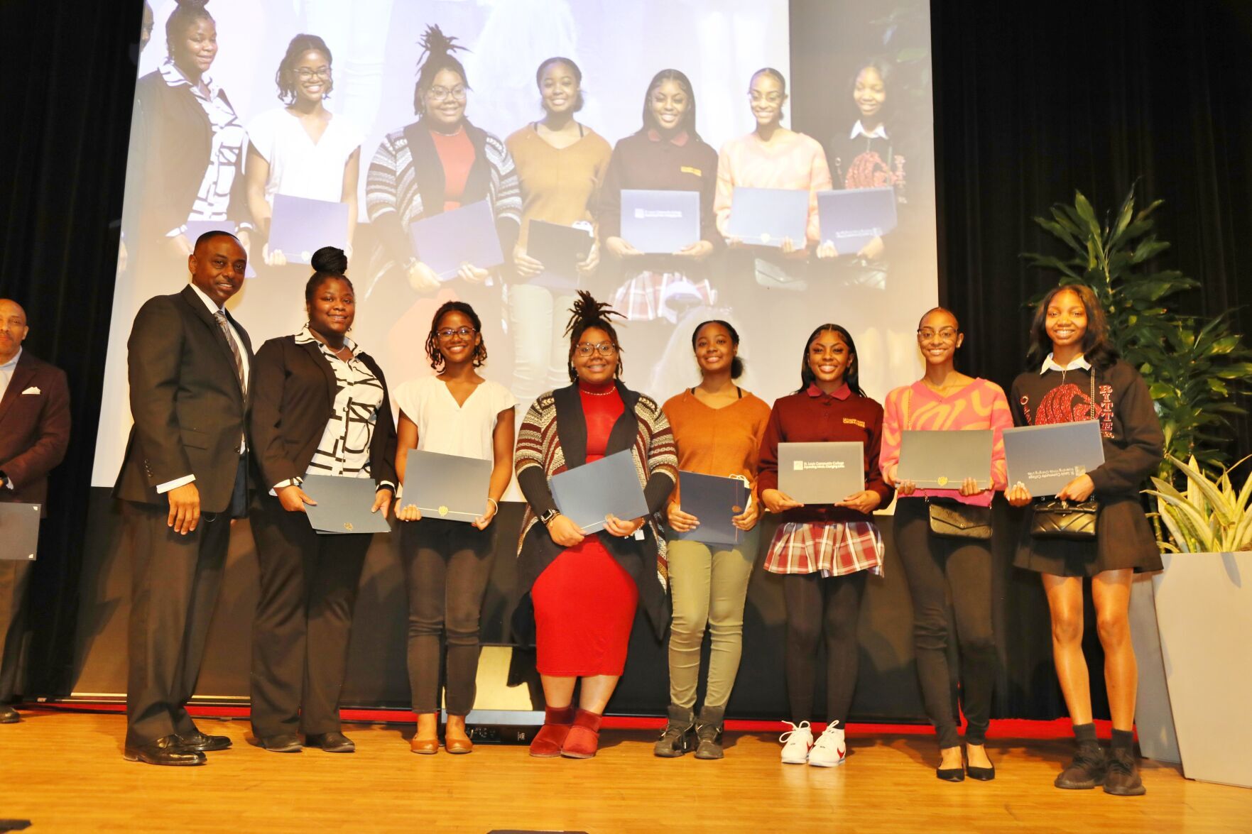 Rick Stevens; Drum Major Scholarship Winners: Jocelyn Dampier, Sasha Grant, Rochelle Hunt, Autumn Hayes, Eden Jones, Unique Lane, Kennedie Reed